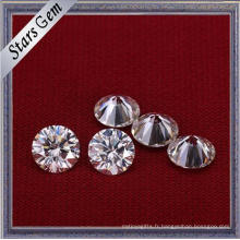 Forme ronde couleur blanche 6,5 mm 1 carat brillant diamant Moissanite Cut